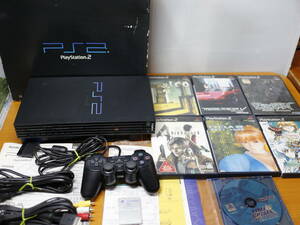 ソニー SONY　プレイステーション2/PS2 SCPH-50000 本体/コントローラー/メモリーカード/ソフト6本(ラングリッサーⅢ/リッジレーサーⅤ/他)