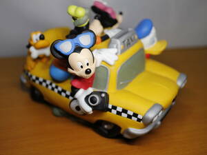 ディズニー Disney ミッキー＆ミニー フレンズ(ドナルド・グーフィー・プルート)　タクシー型 貯金箱 ソフビ フィギュア レア/コレクション