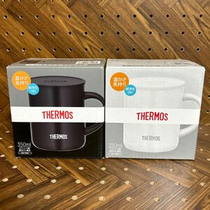 THERMOS 真空断熱マグカップ 350ml JDG-350C ホワイト ＆ ブラック 2点セット