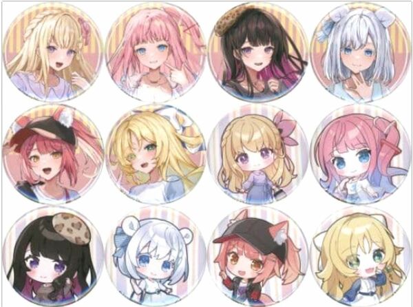 バッジ・ビンズ　全12種セット 缶バッジ 「DMMスクラッチ! バーチャルYouTuber プロプロ」 E賞　新品未使用