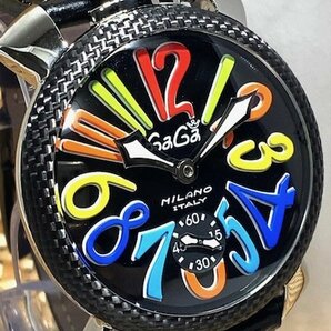 新品 GaGa MILANO ガガミラノ 腕時計 正規品 マヌアーレ 48MM 手巻き 日常生活防水 スモールセコンド バックスケルトン レザー ブラックの画像1