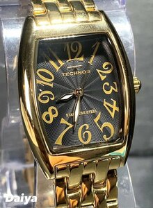 新品 テクノス TECHNOS 正規品 腕時計 アナログ腕時計 クオーツ ステンレス 3気圧防水 トノー型 シンプル ゴールド ブラック プレゼント
