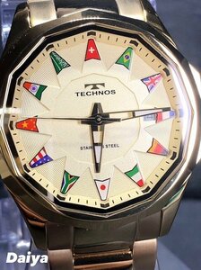  новый товар Tecnos TECHNOS стандартный товар наручные часы аналог наручные часы кварц нержавеющая сталь 3 атмосферное давление водонепроницаемый календарь Gold мужской бизнес подарок 
