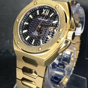新品 テクノス TECHNOS 正規品 腕時計 アナログ腕時計 ソーラー ステンレス 3気圧防水 カレンダー ゴールド ブラック メンズ プレゼントの画像4