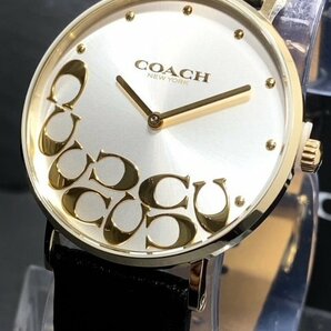 新品 COACH コーチ 正規品 腕時計 PERRY ペリー アナログ腕時計 クオーツ レザー 日常生活防水 シンプル ブラック ゴールド プレゼントの画像2