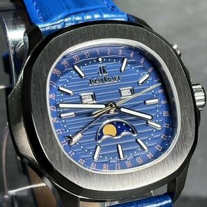 新品 JAPAN KRAFT ジャパンクラフト 正規品 クオーツ 腕時計 ビジネスウォッチ サン＆ムーン ジャパンムーブメント メンズ ブルーの画像2