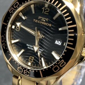 新品 TECHNOS テクノス 腕時計 正規品 アナログ腕時計 クオーツ カレンダー 10気圧防水 ステンレス シンプル ゴールド ブラック プレゼントの画像3