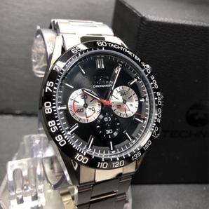 新品 TECHNOS テクノス 正規品 オールステンレス シルバー ブラック アナログ腕時計 多機能腕時計 クロノグラフ 5気圧防水 クオーツ メンズの画像2