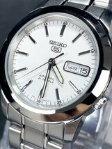 新品 SEIKO セイコー 正規品 腕時計 SEIKO5 セイコー5 オートマチック 自動巻き 防水 アナログ カレンダー ステンレス ホワイト プレゼント_画像3