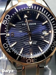  новый товар TECHNOS Tecnos наручные часы стандартный товар аналог наручные часы кварц календарь 10 атмосферное давление водонепроницаемый нержавеющая сталь простой голубой розовое золото мужской 