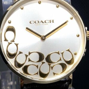 新品 COACH コーチ 正規品 腕時計 PERRY ペリー アナログ腕時計 クオーツ レザー 日常生活防水 シンプル ブラック ゴールド プレゼントの画像1