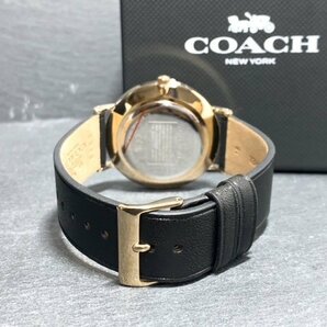 新品 COACH コーチ 正規品 腕時計 PERRY ペリー アナログ腕時計 クオーツ レザー 日常生活防水 シンプル ブラック ゴールド プレゼントの画像7