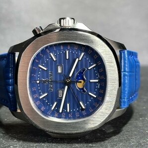新品 JAPAN KRAFT ジャパンクラフト 正規品 クオーツ 腕時計 ビジネスウォッチ サン＆ムーン ジャパンムーブメント メンズ ブルーの画像5