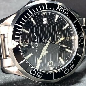 新品 TECHNOS テクノス 腕時計 正規品 アナログ腕時計 クオーツ カレンダー 10気圧防水 ステンレス シンプル ブラック シルバー メンズの画像6