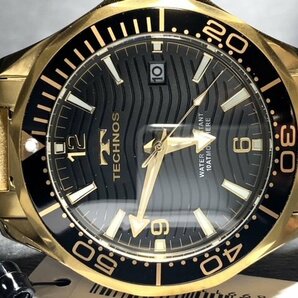 新品 TECHNOS テクノス 腕時計 正規品 アナログ腕時計 クオーツ カレンダー 10気圧防水 ステンレス シンプル ゴールド ブラック プレゼントの画像6