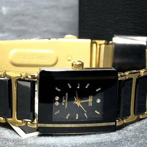 新品 TECHNOS テクノス 腕時計 正規品 アナログ腕時計 レディース 女性 クオーツ セラミック 3気圧防水 ブラック ゴールド プレゼントの画像5