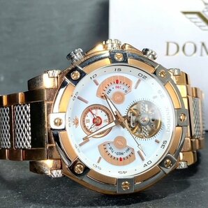新品 正規品 ドミニク DOMINIC 自動巻き 腕時計 オートマティック カレンダー 5気圧防水 ステンレス ホワイト ゴールド メンズ プレゼントの画像7