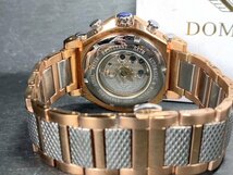 新品 正規品 ドミニク DOMINIC 自動巻き 腕時計 オートマティック カレンダー 5気圧防水 ステンレス ホワイト ゴールド メンズ プレゼント_画像8