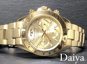  новый товар TECHNOS Tecnos стандартный товар наручные часы Gold хронограф весь из нержавеющей стали отсутствует аналог наручные часы многофункциональный наручные часы водонепроницаемый подарок мужской 
