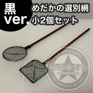 【極楽めだか】めだかの選別タモ 黒小2点セット（メダカ・網・手作り）