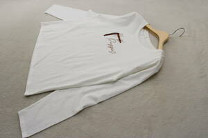 5-102 新品　綿100％アルファベット刺繍ロングスリーブTシャツ Ｍサイズ