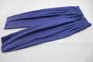 4-1108 new goods waist rubber linen pants blue F size 