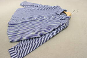 5-1261 new goods man and woman use stripe pattern long sleeve shirt navy F size 