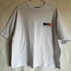 THRASHER/スラッシャーフレイムロゴ Tシャツワンポイント刺繍 Mサイズ