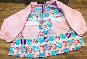  kindergarten *smog* long sleeve *90~110cm rank * strawberry pattern * pink * light blue 