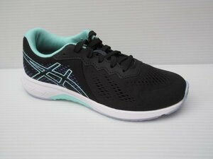 セール 23.5cm asics ヒモ式 アシックス レーザービーム RI 1154A171 002 黒/ミント 子供 キッズ 女の子 スニーカー 通学 上履き