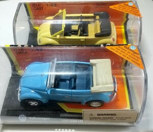 ジャンク ミニカー new-rey DIE-CAST 1:43 Volkswagen VW1200(1951) , Volkswagen Beetle(1998) 計２個 まとめて