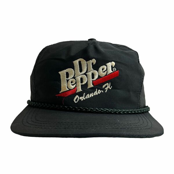 【キャップ/帽子】超激レア DrPepper (ドクターペッパー) トラッカーキャップ ブラック 黒 刺繍ロゴ アメリカビンテージ