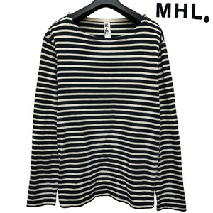 MHL. / マーガレットハウエル メンズ 長袖ボーダー カットソー ロンT Mサイズ 黒×白 綿100% 春夏服 I-3885