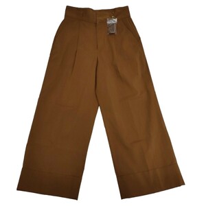 green label relaxing /ユナイテッドアローズ レディース ワイドパンツ ストレッチ クロップド丈 38size 茶系 未使用保管品 I-3889