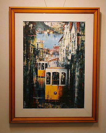 Painting Augusto Patrao Oil painting Portugal Original Guaranteed authentic Free shipping Bica Cable Car, Painting, Oil painting, Nature, Landscape painting