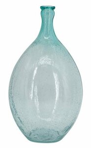 輸入雑貨 花瓶 フラワーベース ガラス 19X34.5 ブルー リビングスタジオ 直輸入 気泡 フラワーポット クラシック モダン 姫系 85345FV