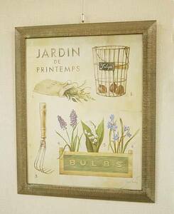 Art hand Auction Fabriqué en Italie Produits importés Art encadré Cadres d’art Jardinage Shabby chic Jardin Antique Français Café Naturel SRA-2002 Livraison gratuite, Ouvrages d'art, Peinture, autres