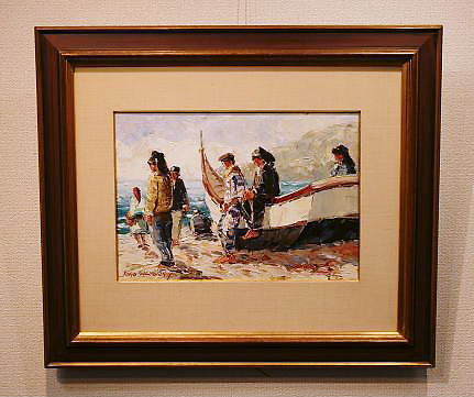 Painting California Joao California Fishermen Oil painting Portugal Oil painting Original Authenticity guarantee Free shipping, Painting, Oil painting, Nature, Landscape painting