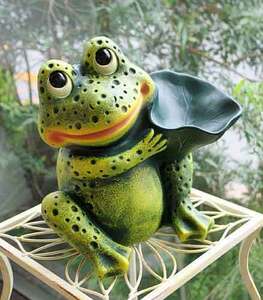 Art hand Auction Made in Portugal, imported goods, frog, ornament, object, ceramic, Maido Kaeru, leaf, gardening, lucky charm, lucky item, handmade, PTO-1379G, Interior accessories, ornament, Western style