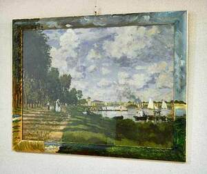 Art hand Auction Italian made imported goods Framed art frame Monet's The Pier at Argenteuil Living Studio Direct import Monet Impressionist landscape painting SIMO Free shipping, Artwork, Painting, others