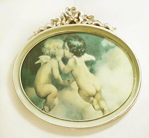 Art hand Auction Made in Italy Imported goods Framed picture Art frame Angel Living Studio Direct import Oval Ribbon Angel Princess style 21-2586-C Free shipping, Artwork, Painting, others