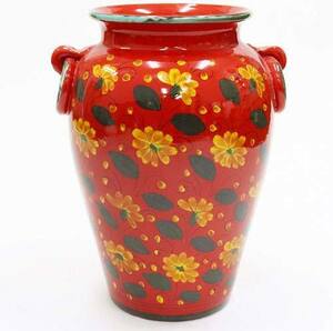 Art hand Auction Made in Italy, imported goods, red umbrella stand, floral pattern, ceramic, Ilponte, Living Studio, direct import, vase, Tuscany, hand painted, 931249, free shipping, furniture, interior, Interior accessories, Umbrella stand