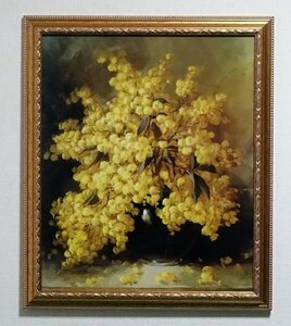 イタリア製 アートフレーム 幸せを呼ぶ 黄色の花 ミモザ ゴールド フレーム 58X68cm fal-4407ms