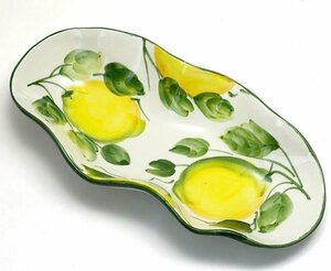 Art hand Auction 이탈리안 메이드 수입품 샐러드 볼 스몰 플레이트 세라믹 리빙 스튜디오 직수입 Lemon Deformed Oval 핸드페인팅 Hand-painting Bassano BRE-1616LE, 서양식 식기, 그릇, 샐러드볼