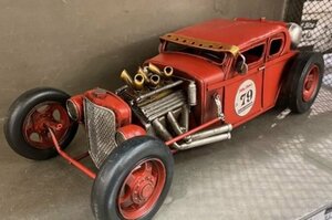 輸入雑貨 置物 ヴィンテージ スポーツカー RED HOT ROD 79 リビングスタジオ 直輸入 ブリキ ミニカー ビンテージ アンティーク 2110E-8699