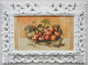 Art hand Auction Made in Italy Imported goods Framed picture Art frame Fruit White frame Living Studio Direct import Still life Natural Rococo G1-K719M5 Free shipping, Artwork, Painting, others