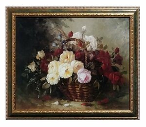 Art hand Auction Hergestellt in Italien, importierte Waren, gerahmte Kunst, Rosen, Blumen, klassisch, Wohnstudio, Direktimport, Rose, Antiquität, Ölgemälde-Stil, FAL-4404RR, Kostenloser Versand, Kunstwerk, Malerei, Andere