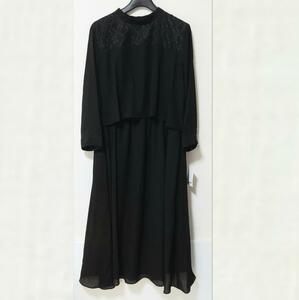【IN-79】レディース 喪服 礼服 ワンピース サイズLL ブラック 