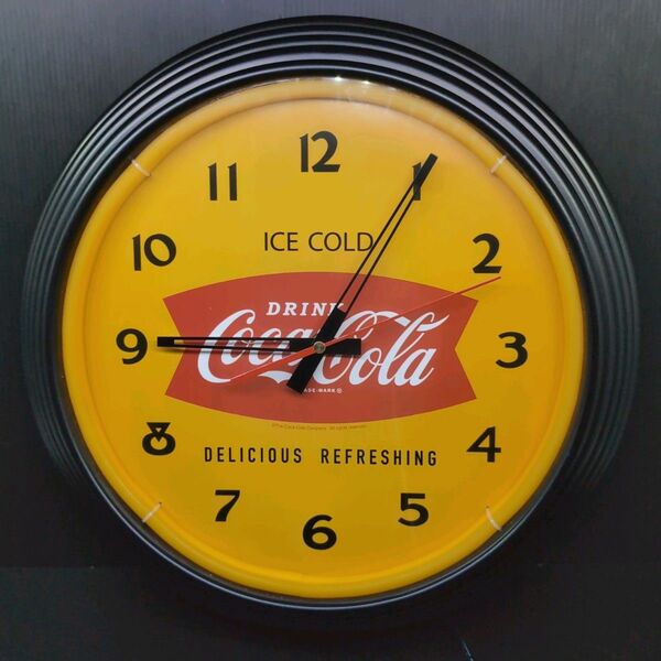 ネオンクロック コカ・コーラ (LED イエロー) ネオン 壁掛け時計 Coca-Cola