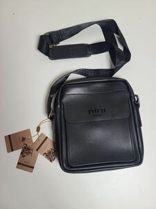 美品 POLO FANKE ポロ ショルダーバッグ 黒 レザー 縦型